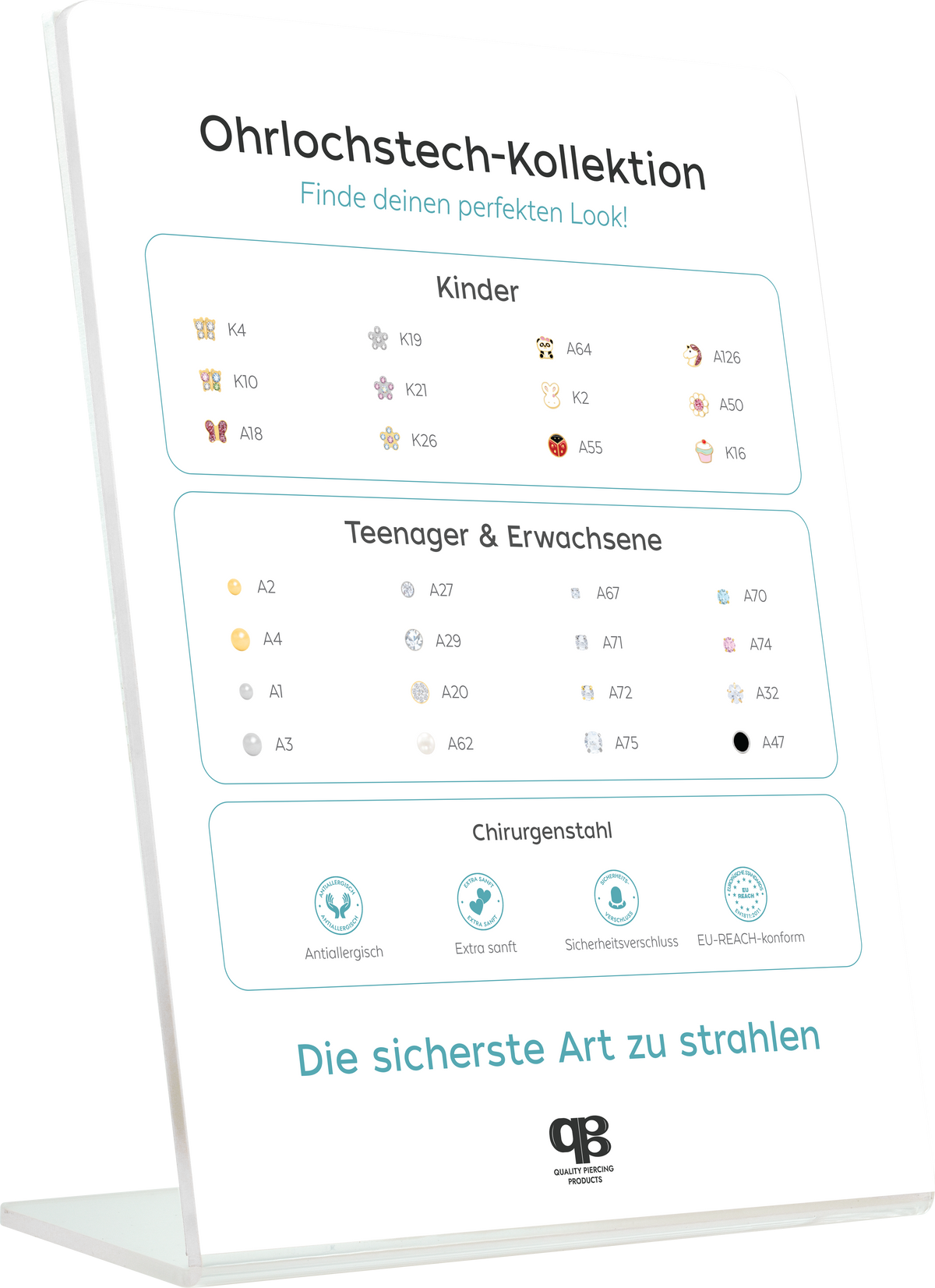 QPP CLICK Core Collection Display Board, incl. Sample Earrings, German, Item no. DB28-EU-DE