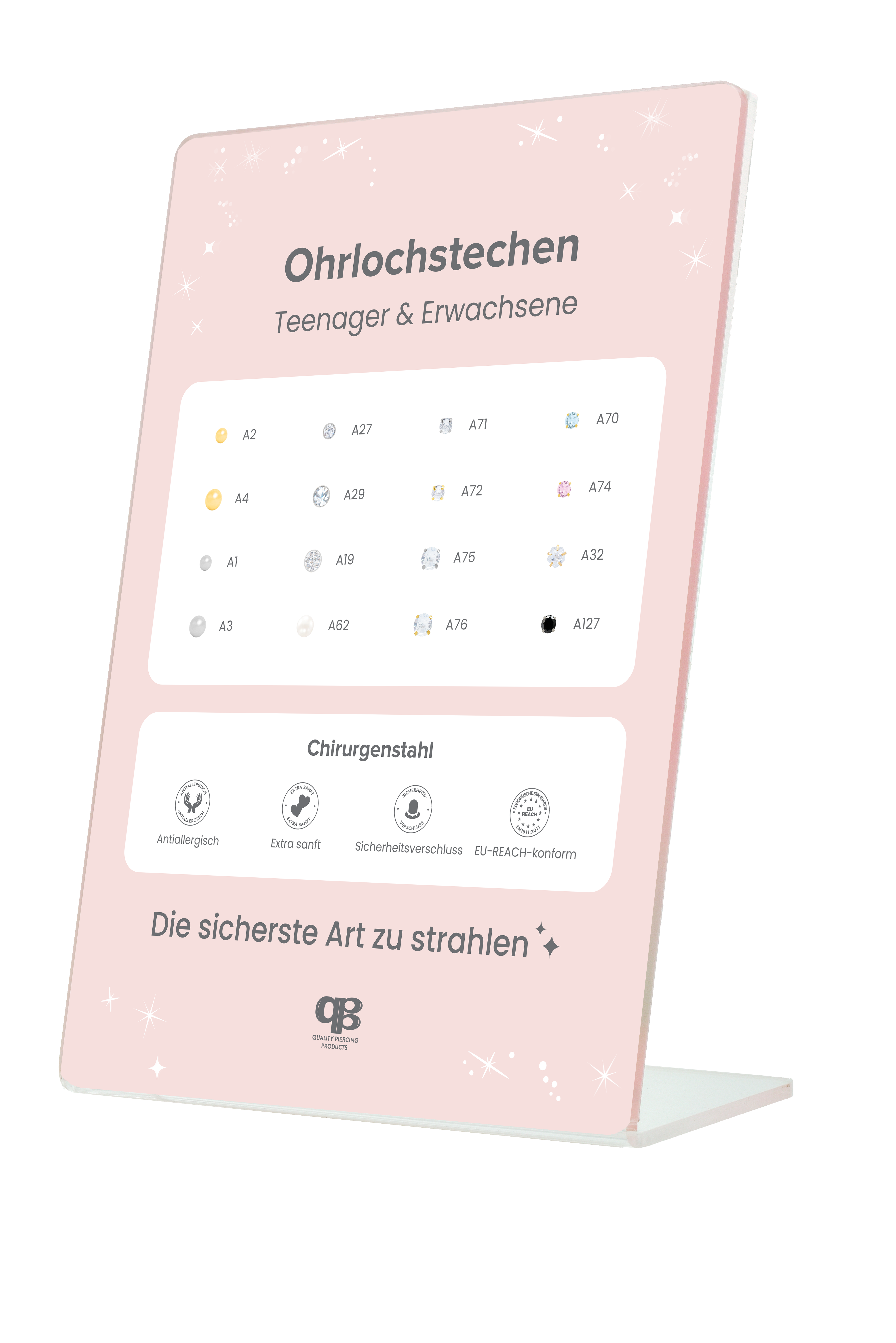 QPP CLICK Tableau d'affichage de la collection principale pour enfants, incl. Boucles d'oreilles échantillons, Allemand, Numéro d'article DBK16-EU-DE