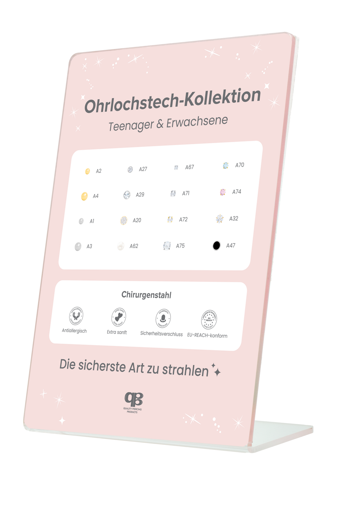 QPP CLICK Tableau d'affichage de la collection principale pour enfants, incl. Boucles d'oreilles échantillons, Allemand, Numéro d'article DBK16-EU-DE