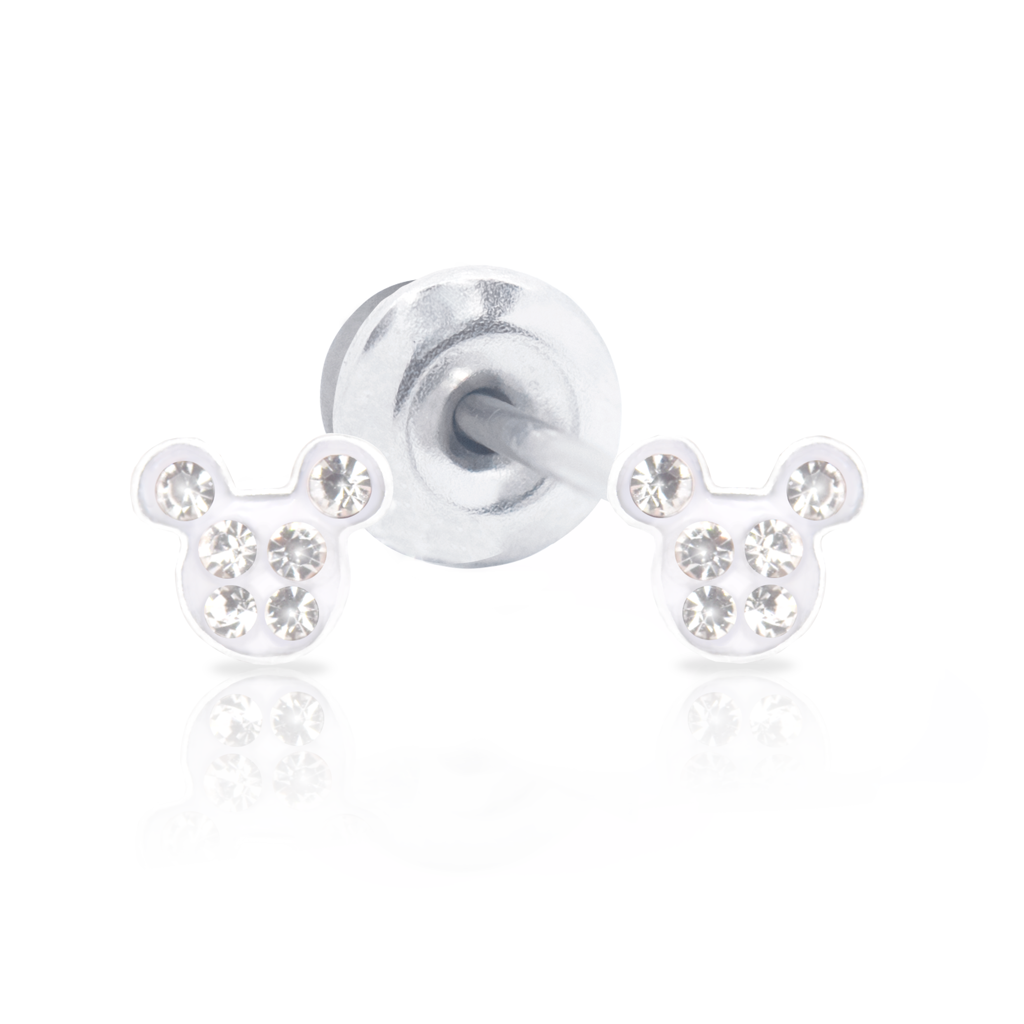 QPP Click Witte Emaille Mickey, Disney Gelicentieerde Oorbellen, Artikel nr. F600478RWL.CS / Korte nr. JCM1