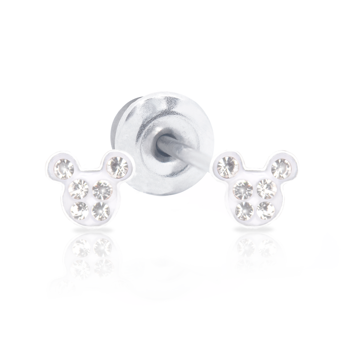 QPP Click White Enamel Mickey, Disney Licensed Earring, Item no. F600478RWL.CS / Short no. JCM1