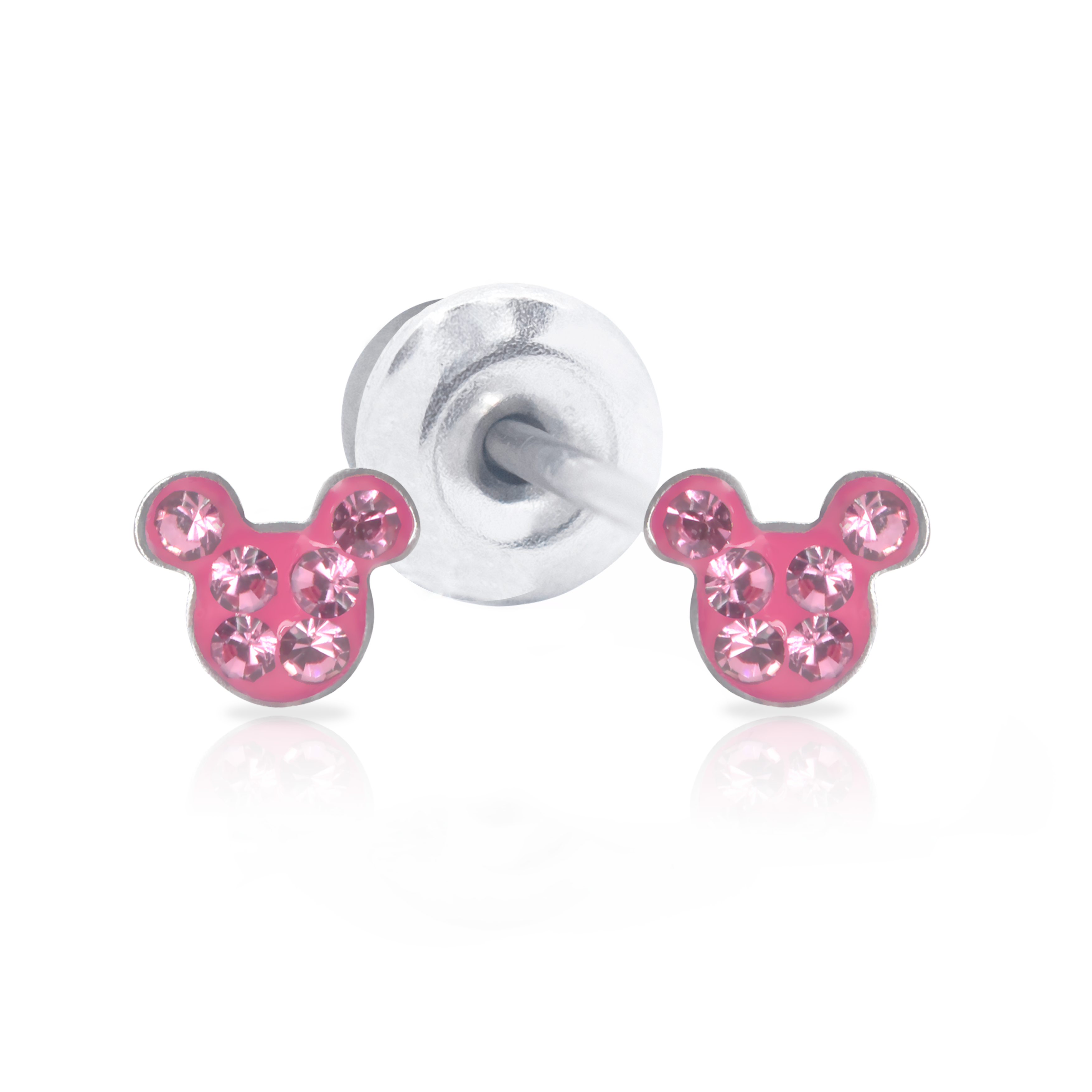 QPP Click Pink Enamel Mickey, Disney Licensed Earring, Item no. F600478RPL.CS / Short no. JCM2