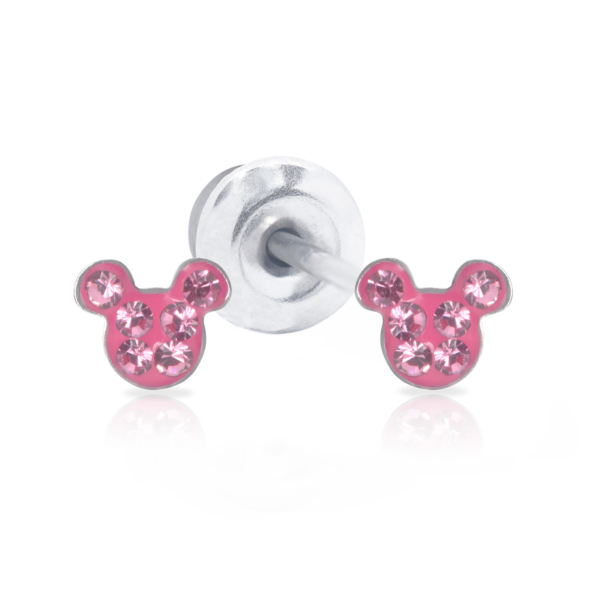 QPP Click Pink Enamel Mickey, Disney Licensed Earring, Item no. F600478RPL.CS / Short no. JCM2