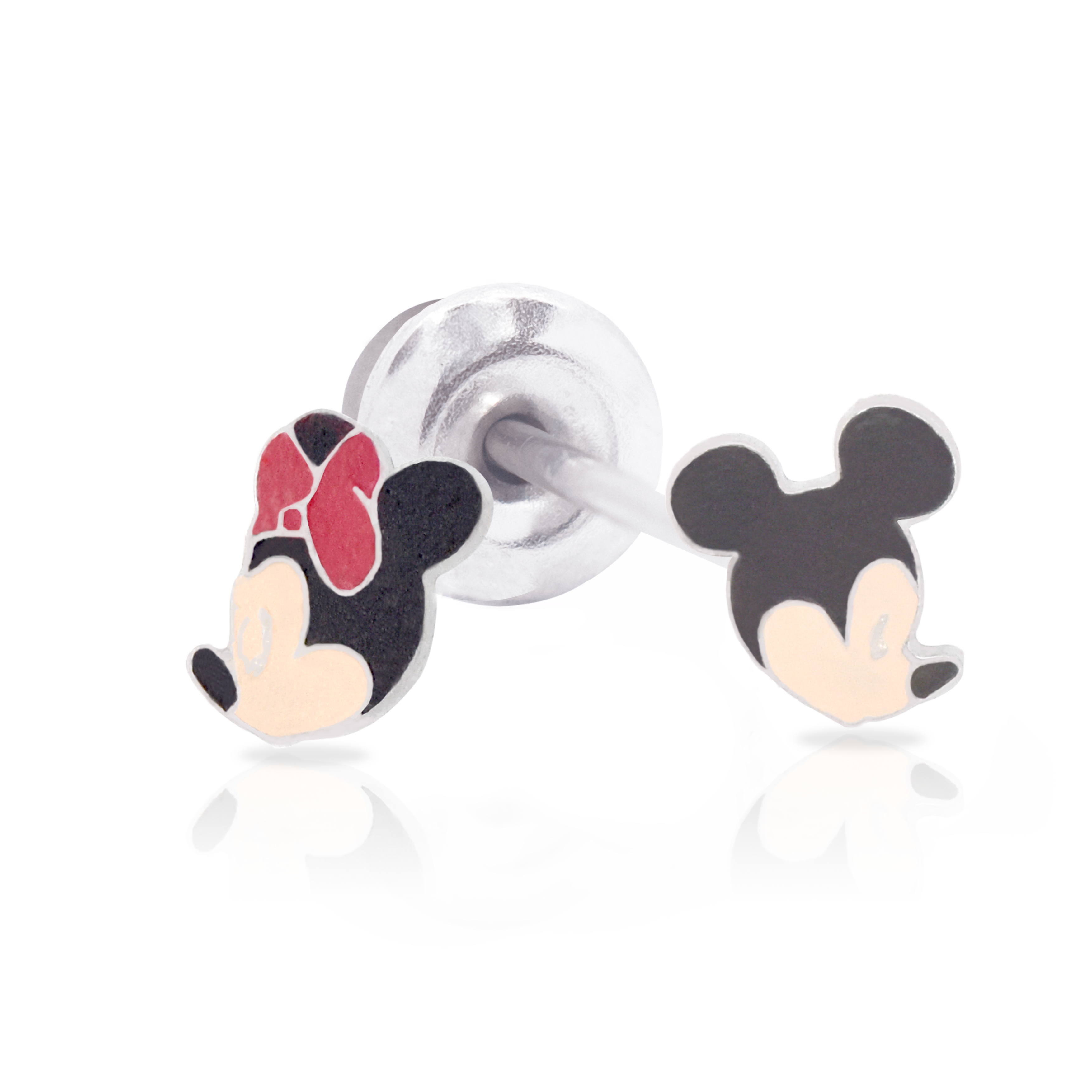 QPP Klick Rot & Schwarz Mickey Minnie, Disney lizenzierte Ohrringe, Artikel-Nr. F600480L.CS / Kurz-Nr. JCM4