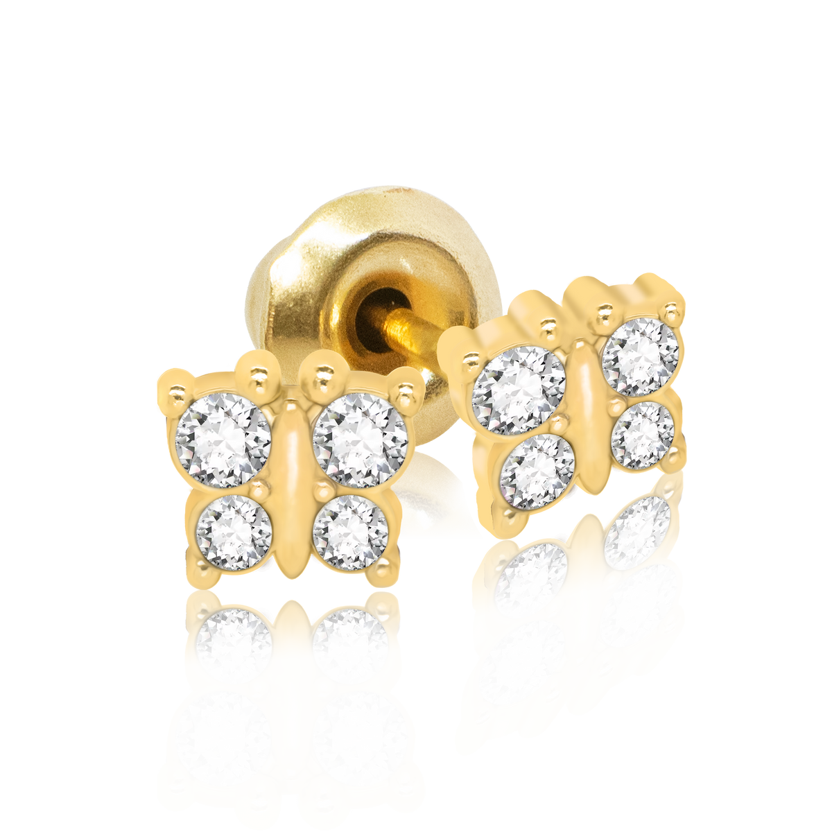 QPP Click Kids Butterfly Crystal White, Gold Plated, Item no. CLK-KBT01Y / Short no. K4