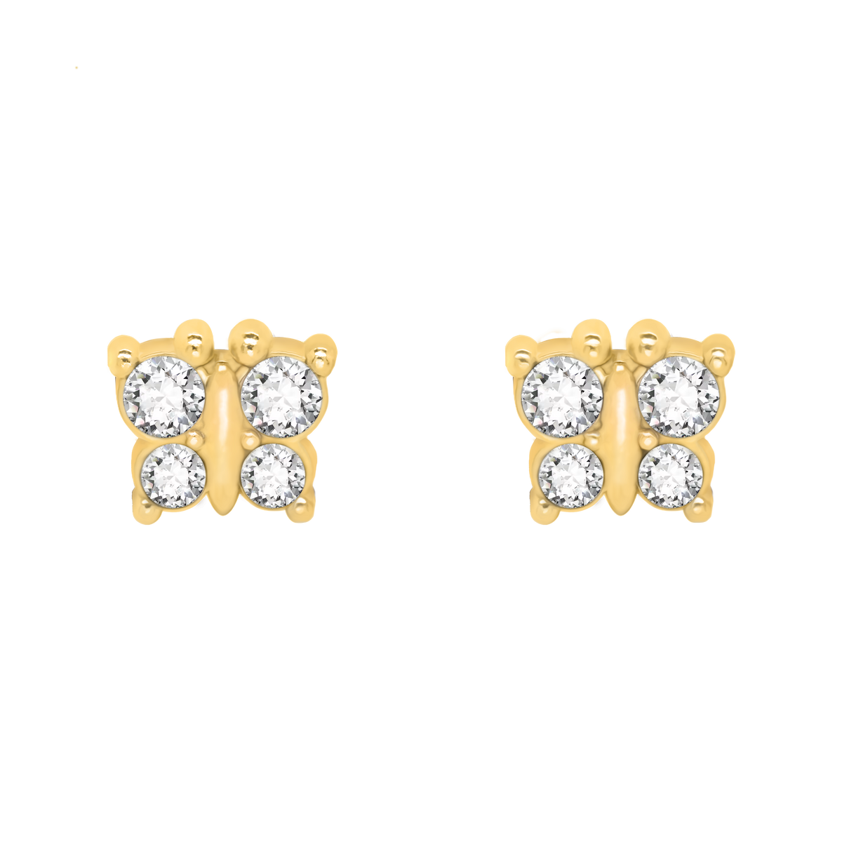 QPP Click Kids Butterfly Crystal White, Gold Plated, Item no. CLK-KBT01Y / Short no. K4
