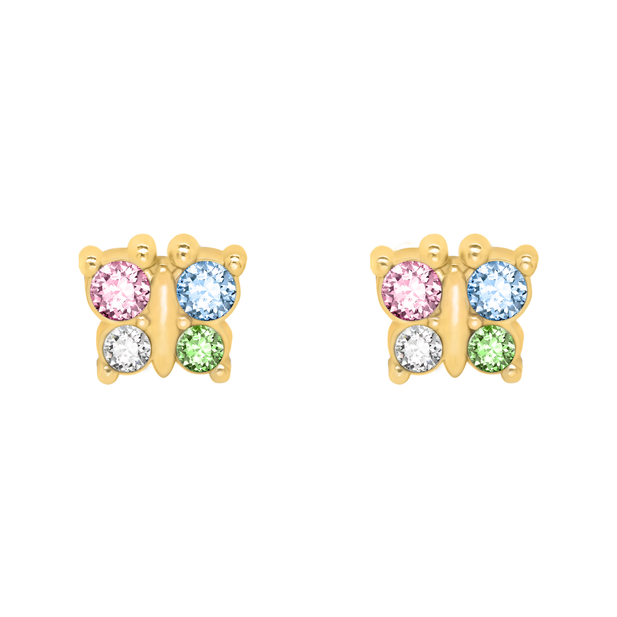 QPP Click Kids Butterfly Colorful, Gold Plated, Item no. CLK-KBT04Y / Short no. K10