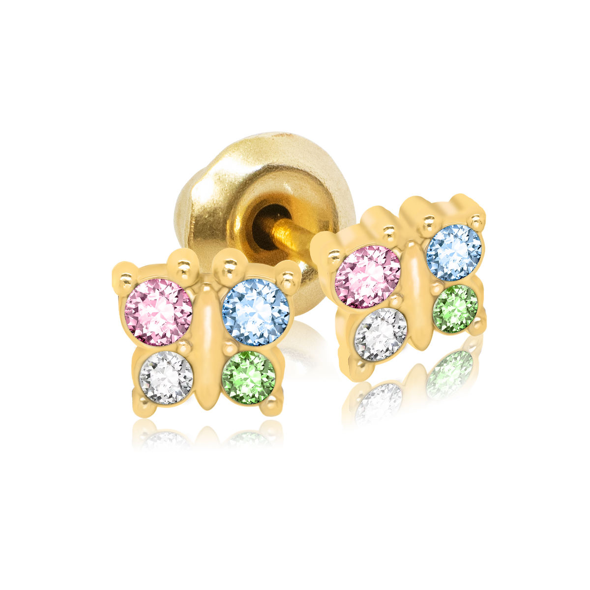 QPP Click Kids Butterfly Colorful, Gold Plated, Item no. CLK-KBT04Y / Short no. K10