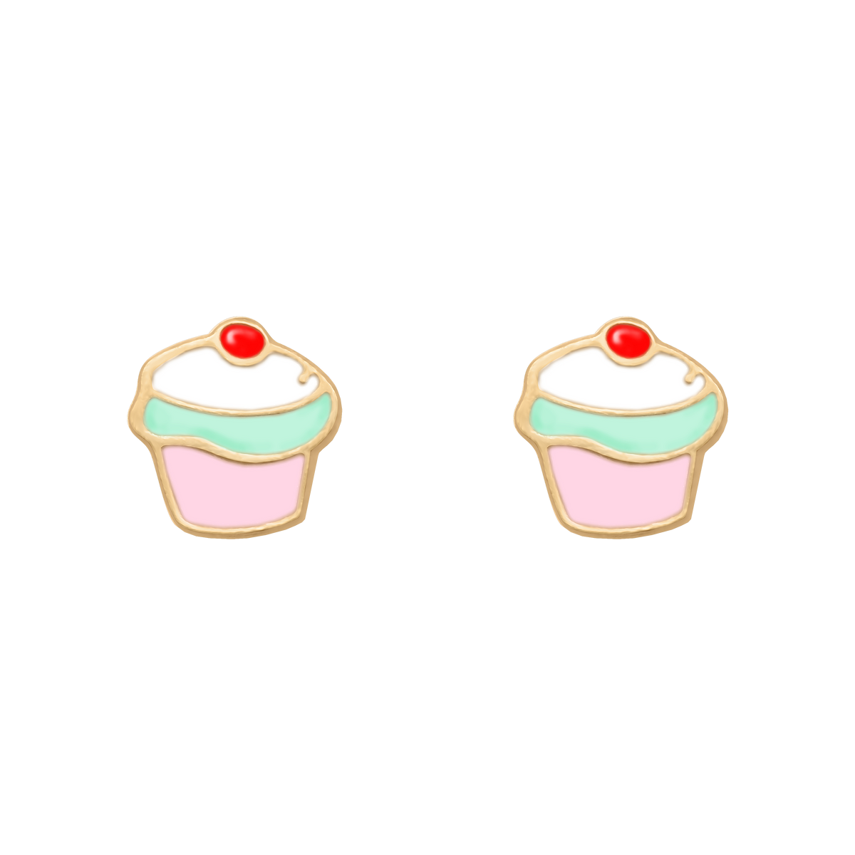 QPP Click Enfant Cupcake Émail Rose, Plaqué Or, Numéro d'article CLK-KC02Y / Numéro court K16