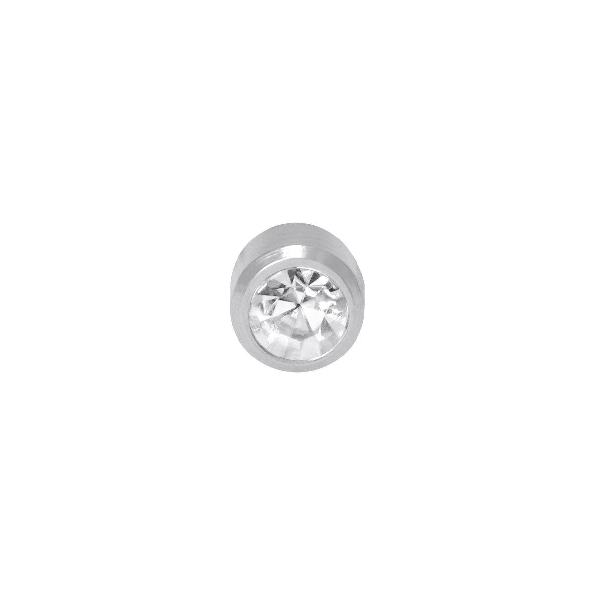 QPP Click 3mm Nose Piercing Bezel, April Crystal, Item no. CLK-NB04W / Short no. A59