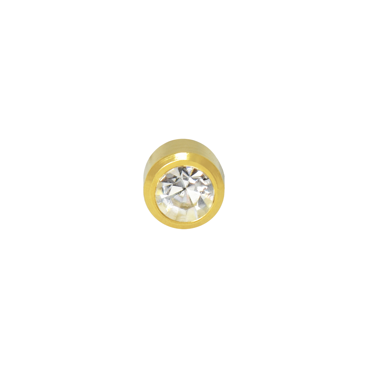 QPP Click 3mm Nose Piercing Bezel, April Crystal, Gold Plated, Item no. CLK-NB04Y / Short no. A60