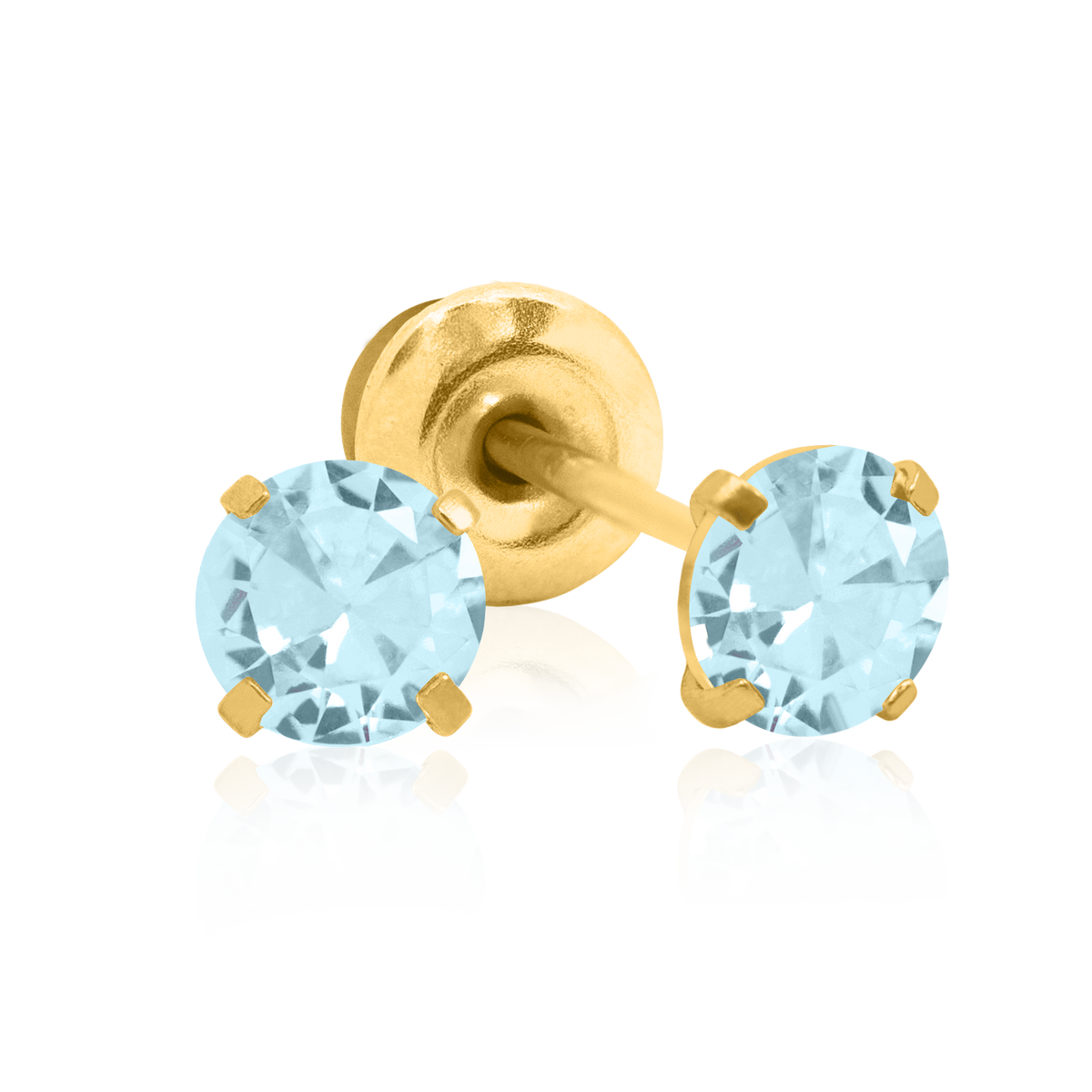 QPP Click 3mm Round Aqua Cubic Zirconia, Gold Plated, Item no. RCZ303Y / Short no. A70