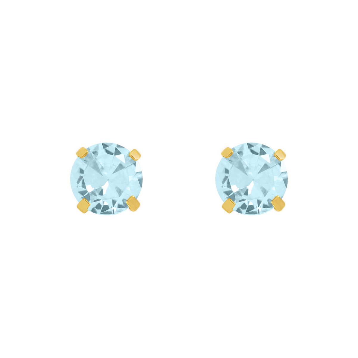 QPP Click 3mm Round Aqua Cubic Zirconia, Gold Plated, Item no. RCZ303Y / Short no. A70