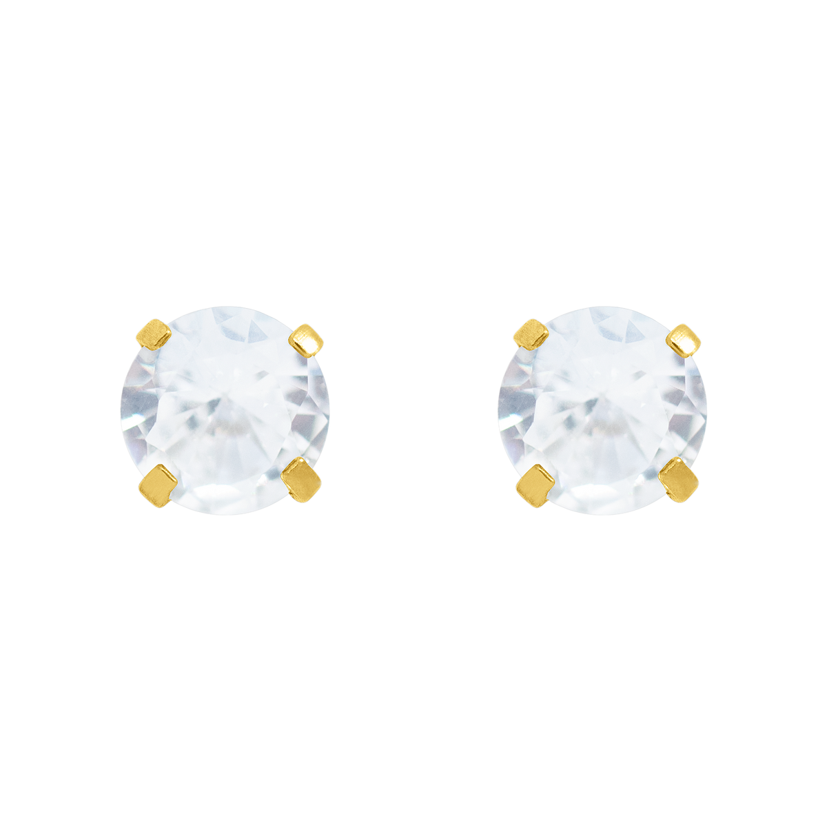 QPP Click 4mm Round White Cubic Zirconia, Gold Plated, Item no. CLK-RCZ404Y / Short no. A76