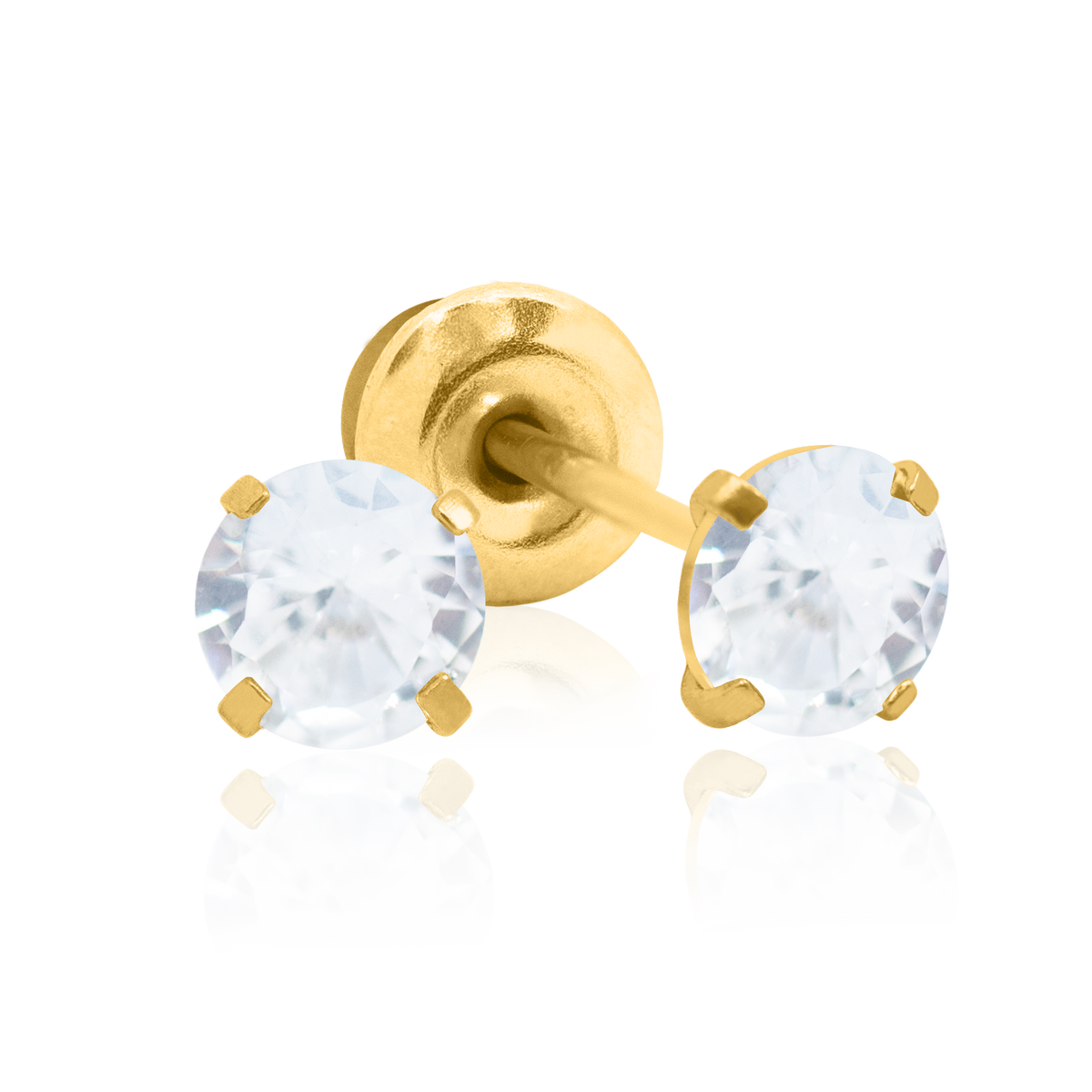 QPP Click 4mm Round White Cubic Zirconia, Gold Plated, Item no. CLK-RCZ404Y / Short no. A76